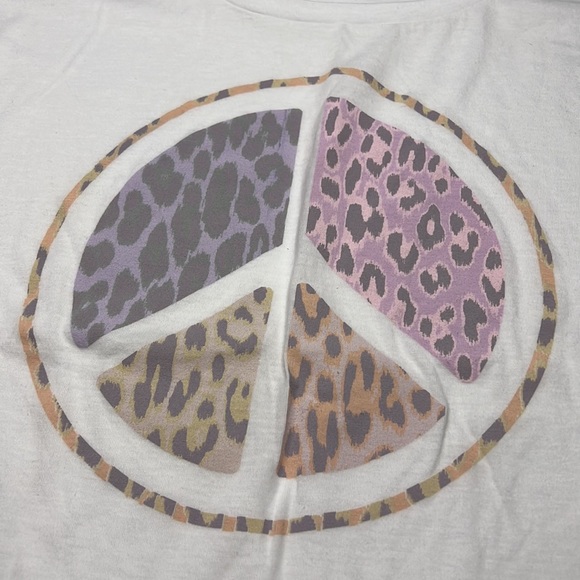 ☮️ ANTHROPOLOGIE Peace Short Sleeve Tee ☮️ - Picture 3 of 5